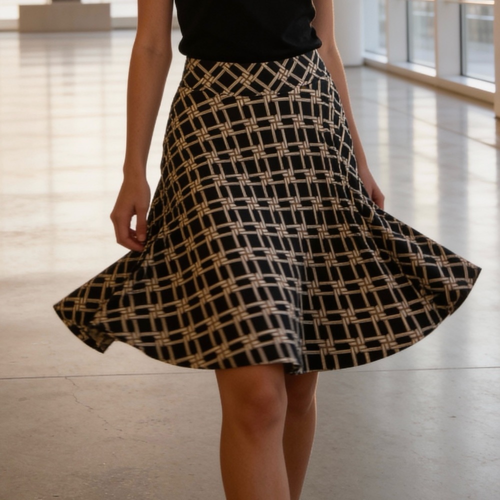 New York & Company Black and Cream Skater Skirt
